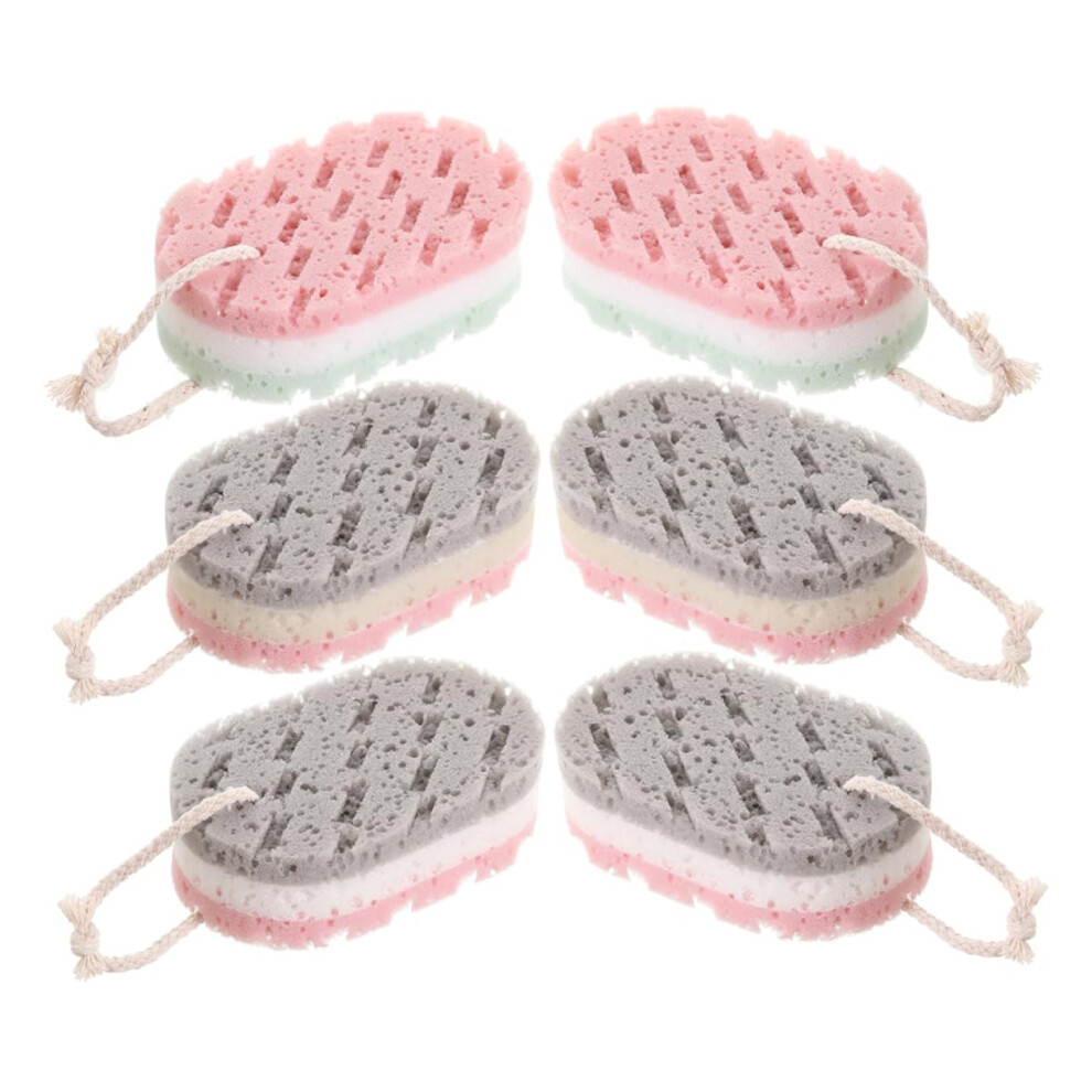 Exfoliating Bath Sponge 6 Pack for Adults with Gentle Skin Scrubber Durable ThreeLayer Design for Smooth Skin