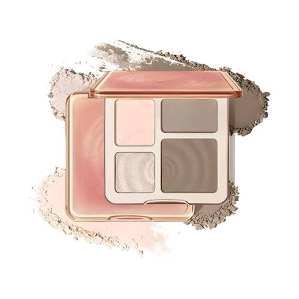 2 in 1 Highlighter and Contour Palette, Waterproof LongLasting Shimmer and Matte Bronzer Kit (01#)