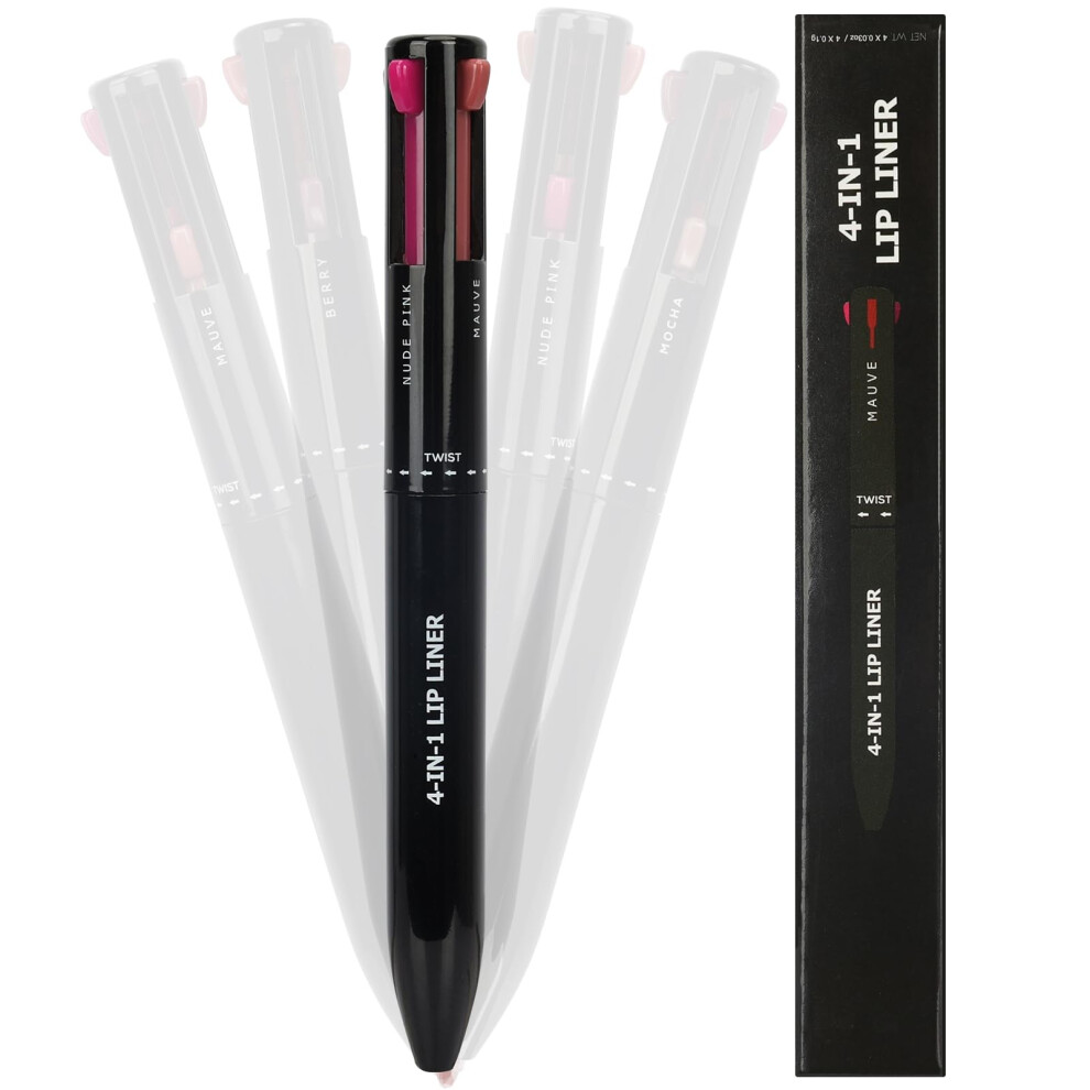 Retractable Lip Liner Pencil 4 in 1  Pigment Smudge Proof for Defining and Shaping Lips