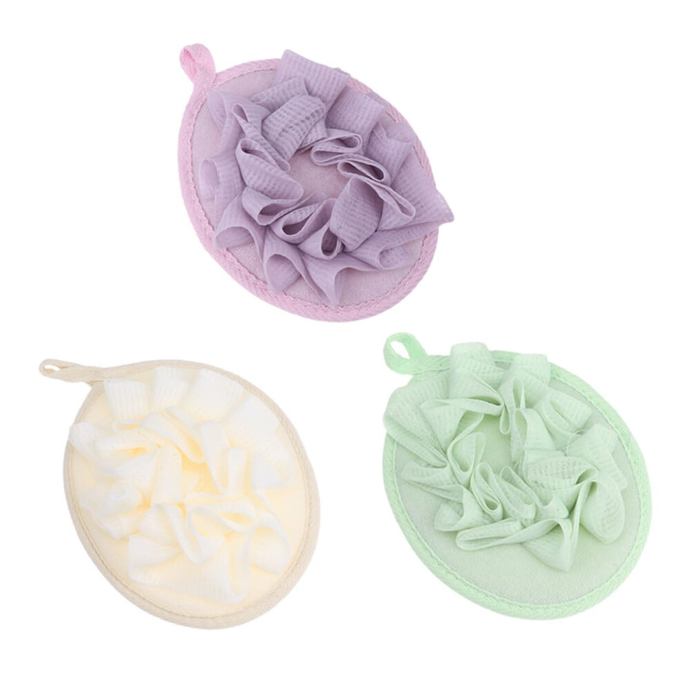 Yellow Bath Loofah Set 3Pcs Soft Mesh Large Shower Puff For Women With Rich Foam And Gentle Exfoliation