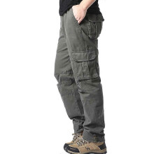 (5XL 110-120kg, MST Army green) Large Pocket Loose Overalls Men's Outdoor Sports Jogging Tactical Pants Elastic Waist Pure Cotton Casual Work Pants