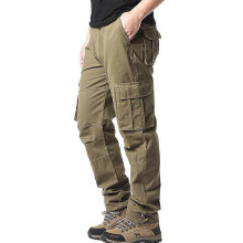 (XL 70-80kg, MST Military yellow) Large Pocket Loose Overalls Men's Outdoor Sports Jogging Tactical Pants Elastic Waist Pure Cotton Casual Work Pants