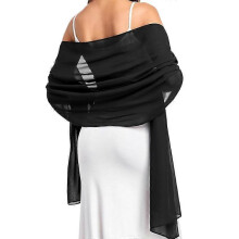 (Black)Women Transparent Chiffon Shawl,Elegant Soft Silky,Breathable Lightweight,Evening Dress Wrap Shawl