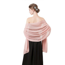 (Bean Pink 5  )Women Transparent Chiffon Shawl,Elegant Soft Silky,Breathable Lightweight,Evening Dress Wrap Shawl