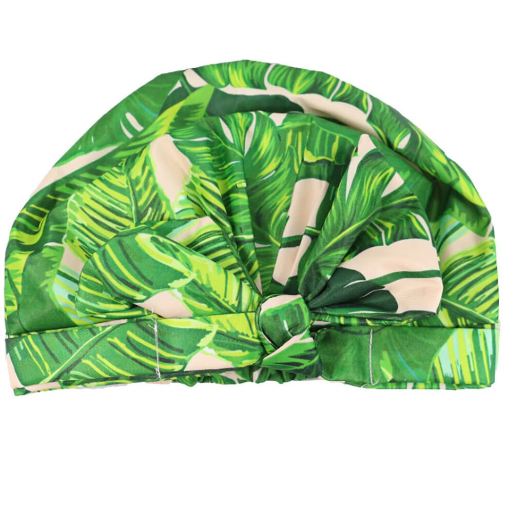 Waterproof Shower Cap for Women with Elastic Bowknot, Cute Pattern Bath Hat for Hair Sleeping