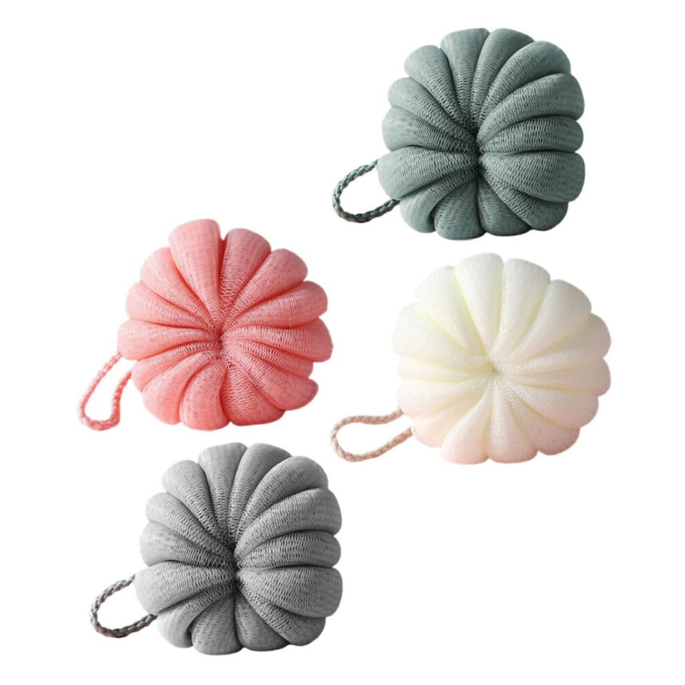 Bath Sponge Set  Cute Pumpkin Shower Loofah for Gentle Exfoliation and Rich Foam, 4pcs