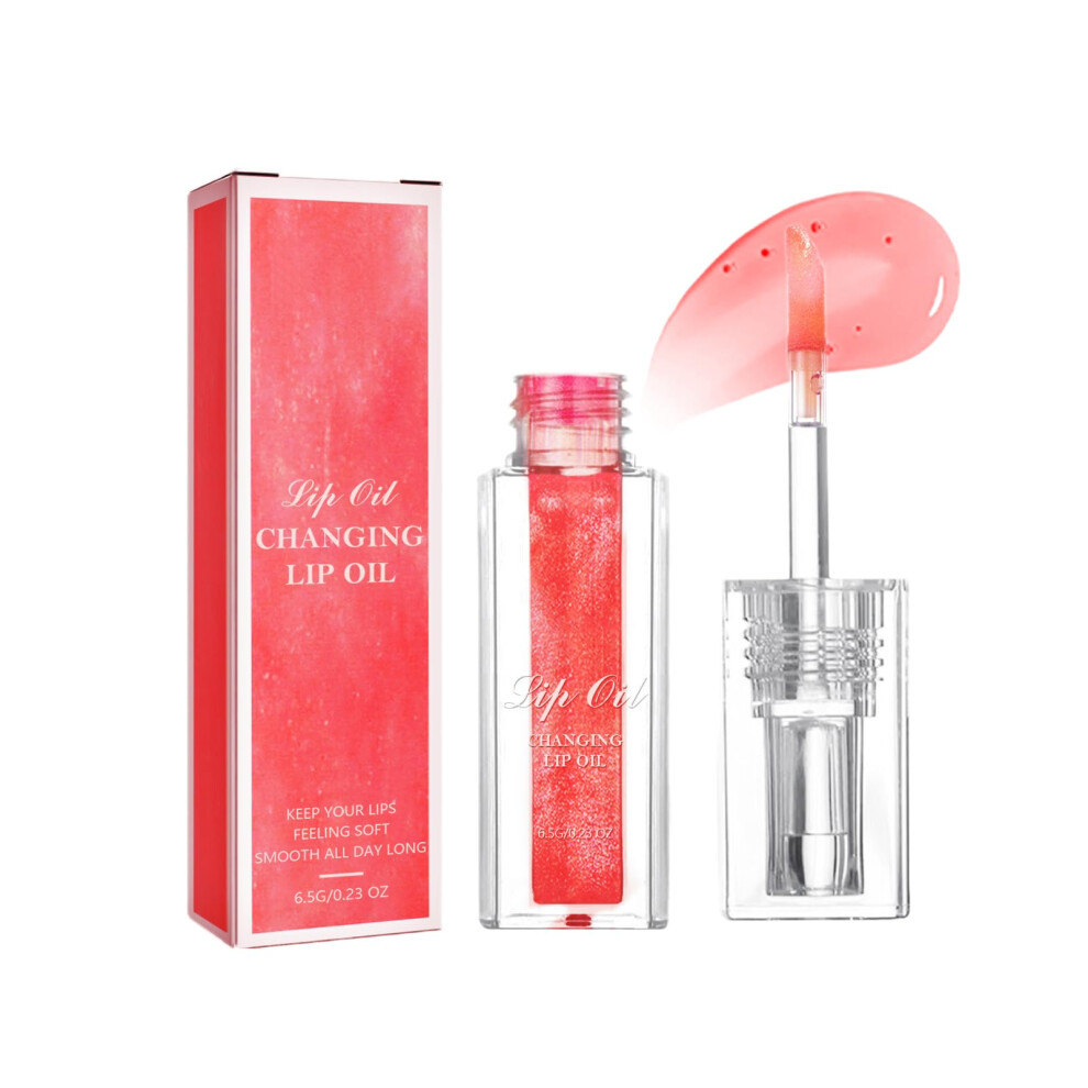 Red Color Changing Lip Oil With Hydrating Plumping Gloss, Long Lasting NonâSticky Natural Tint