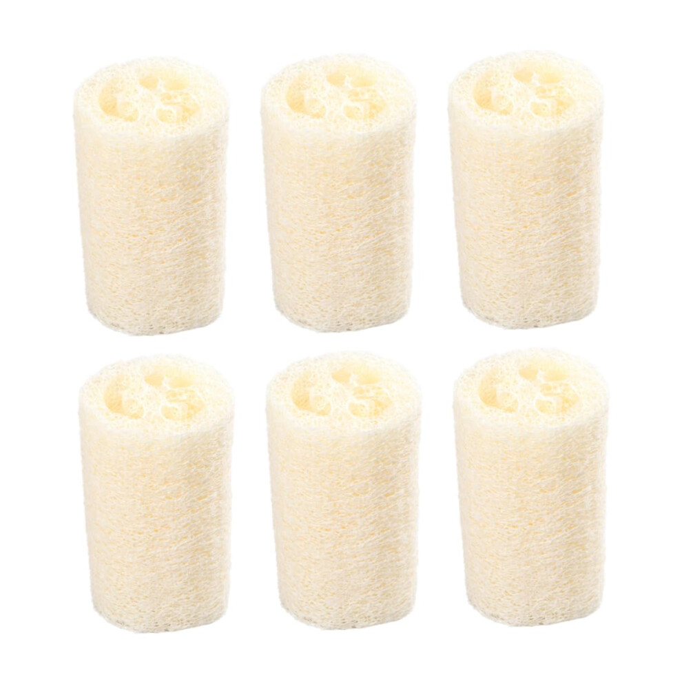 6pcs Natural Loofah Bath Sponge Set with Long Reach Back Scrubber for Gentle Exfoliation