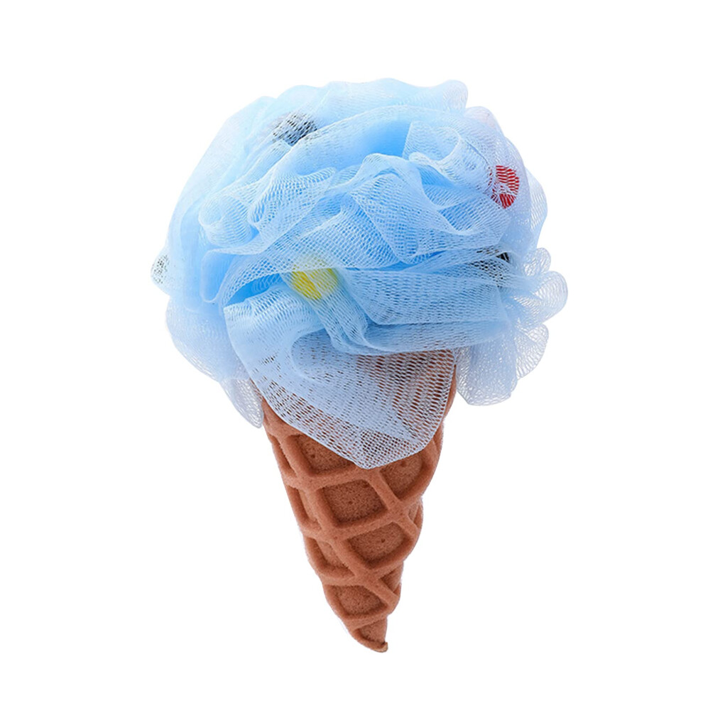 Cream/Blue Ice Bath Sponge Loofah Body Scrubber With Rich Foaming Mesh And Gentle Skin Cleansing,