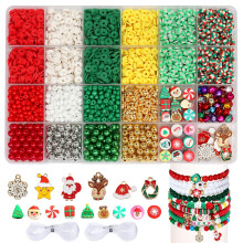 2792Pcs Christmas Beads Kit with Polymer Clay Beads and Charms for DIY Bracelet Jewelry Making