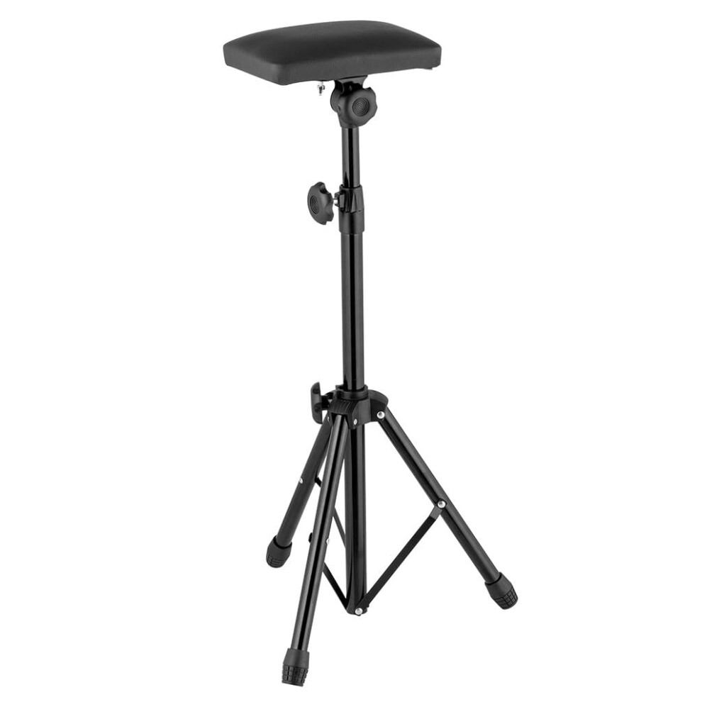 Tattoo Armrest Stand with Adjustable Height and 180 Pad Rotation, Foldable Tripod and Leather Cushion