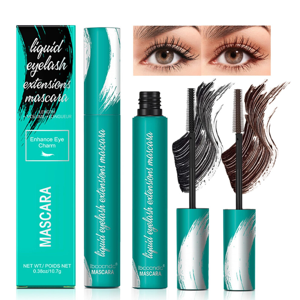 Black,Brown Waterproof Longlasting Lengthening Mascara Black Brown, Smudgeproof Volumizing For Sensitive Eyes