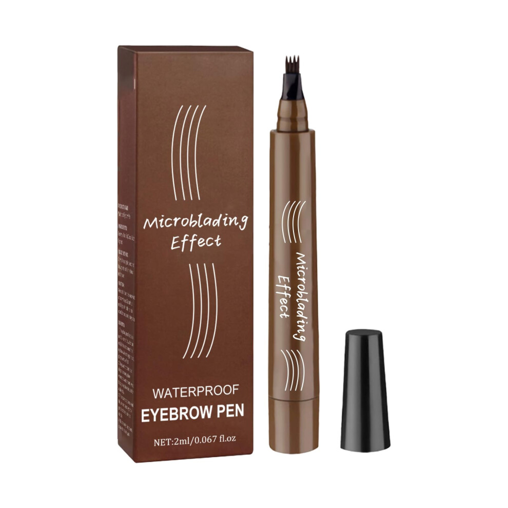 Brown Microblading Eyebrow Pen Light 4 Tip Waterproof Smudge Proof Brow Pencil For Women