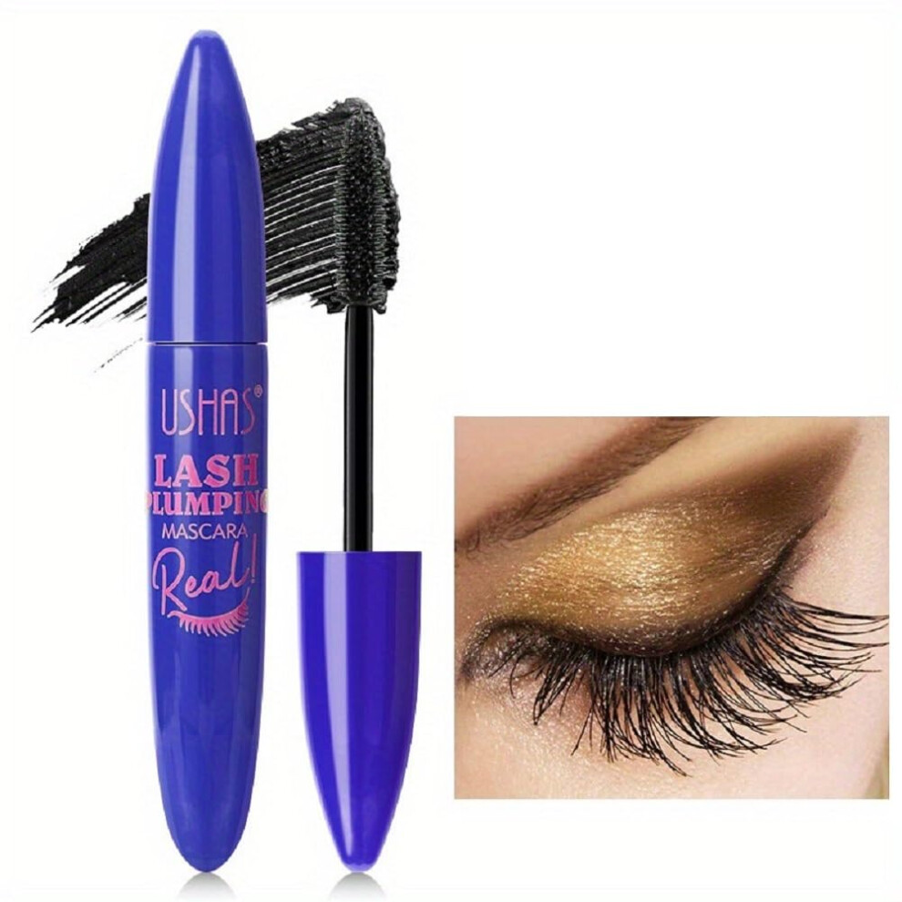 Waterproof Volumizing Mascara with CurlEnhancing Brush, 24H SmudgeProof Black 4D Fiber Lash (3)