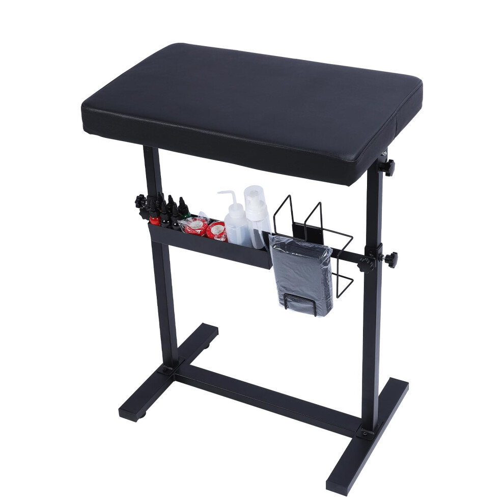 Tattoo Armrest Stand Adjustable Height with 340 Rotation, Storage Rack and 40 Tattoo Bibs