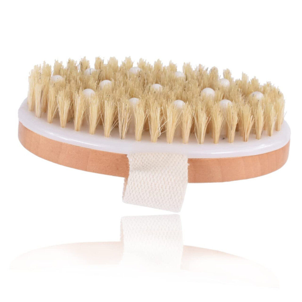 Bath Body Brush with Natural Bristles for Gentle Exfoliation and Ergonomic Back Scrubber, 2pcs