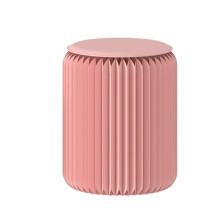 Portable Foldable Paper Stool With Cushion, Honeycomb Footrest, Pink, 36x44 cm, Lightweight Home Office Outdoor Use