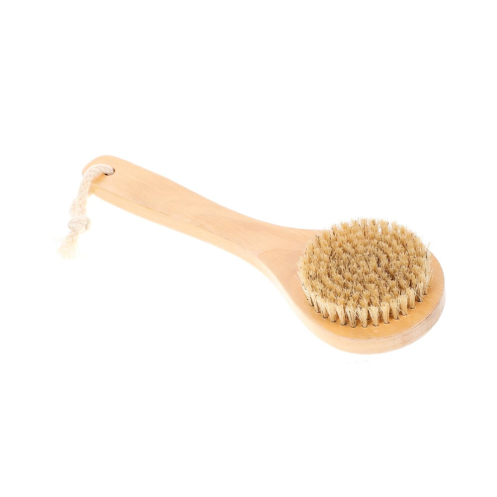 Body Scrubber with Soft Bristles for Gentle Exfoliation, Wooden Handle Bath Brush for Relaxing Showers