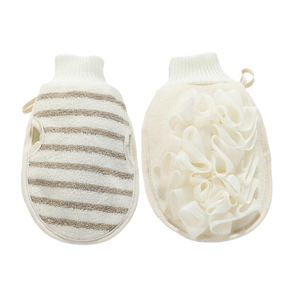 2pcs Exfoliating Bath Mitts DualSided Natural Flax Shower Gloves for Deep Skin and Back Scrubbing