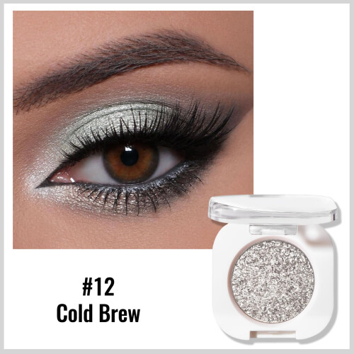 Metallic Silver Glitter Eyeshadow Long Lasting Shimmer Finish Blendable Highlighter 12 Cold Brew 1