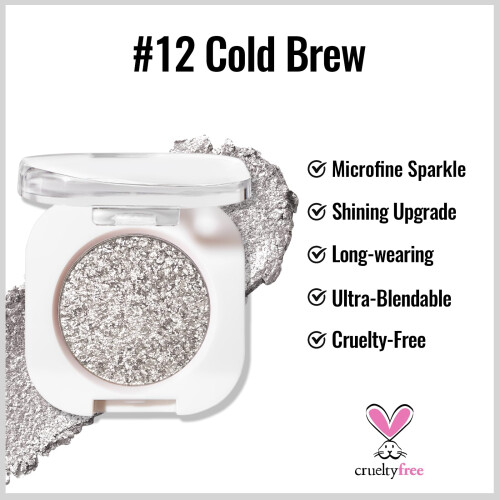Metallic Silver Glitter Eyeshadow Long Lasting Shimmer Finish Blendable Highlighter 12 Cold Brew 2