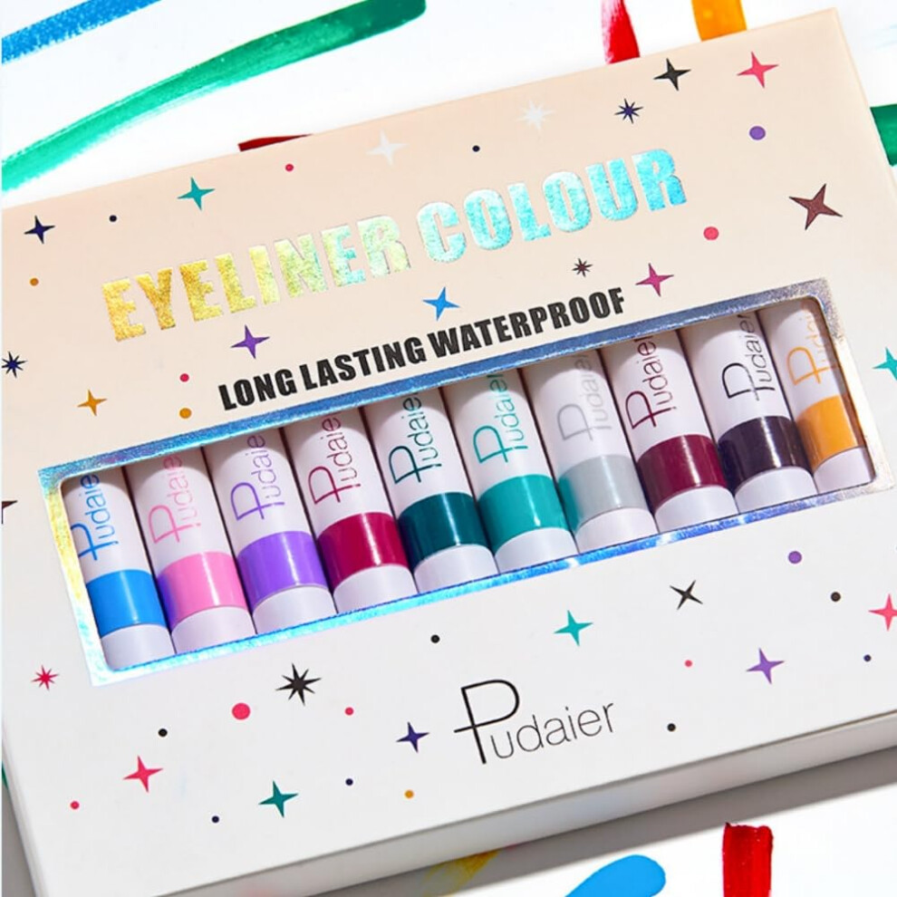 Matte Liquid Eyeliner Set 12 Colors Waterproof Smudgeproof Quick Dry Rainbow Neon Makeup Kit