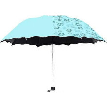 (Multi-Color) Creative Umbrella Water Flowering Umbrella 3 Folding Sun And Rain Umbrella Windproof Manual Umbrella For Women Outdoor