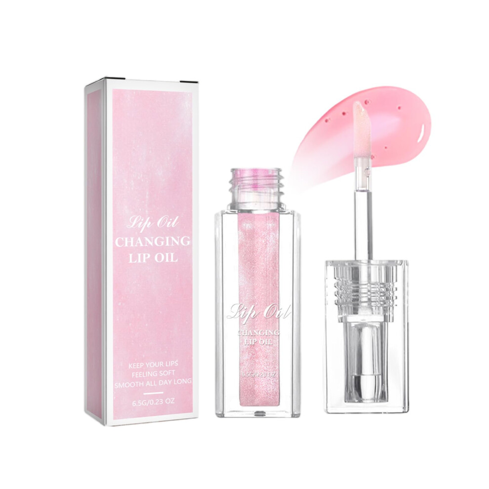 Pink Color Changing Lip Oil And Moisturizing Lip Gloss Hydrating Plumping Tint, Long Lasting Non Sticky