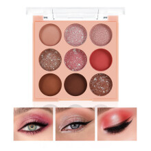 9 Color Eyeshadow Palette with Matte and Shimmer, Pigmented Blendable Makeup Palette