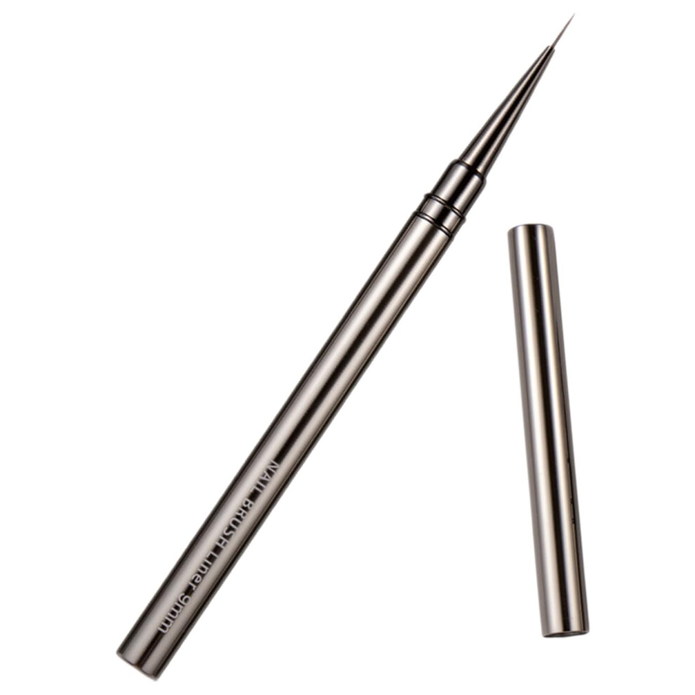 Grey Nail Art Liner Brush With Precision Thin Tip And Ergonomic Metal Handle For Fine Nail Designs