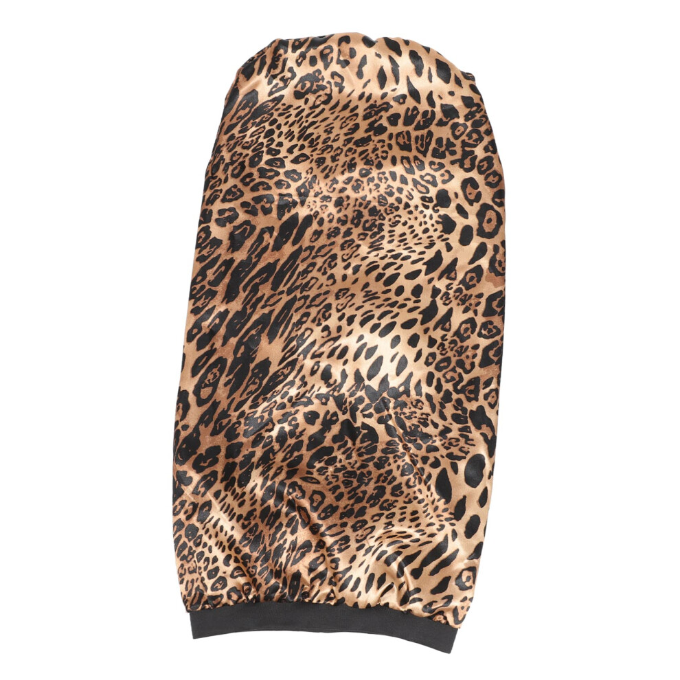 Super Long Leopard Satin Hair Bonnet for Braids with Frizz Reduction and Extra Long Coverage
