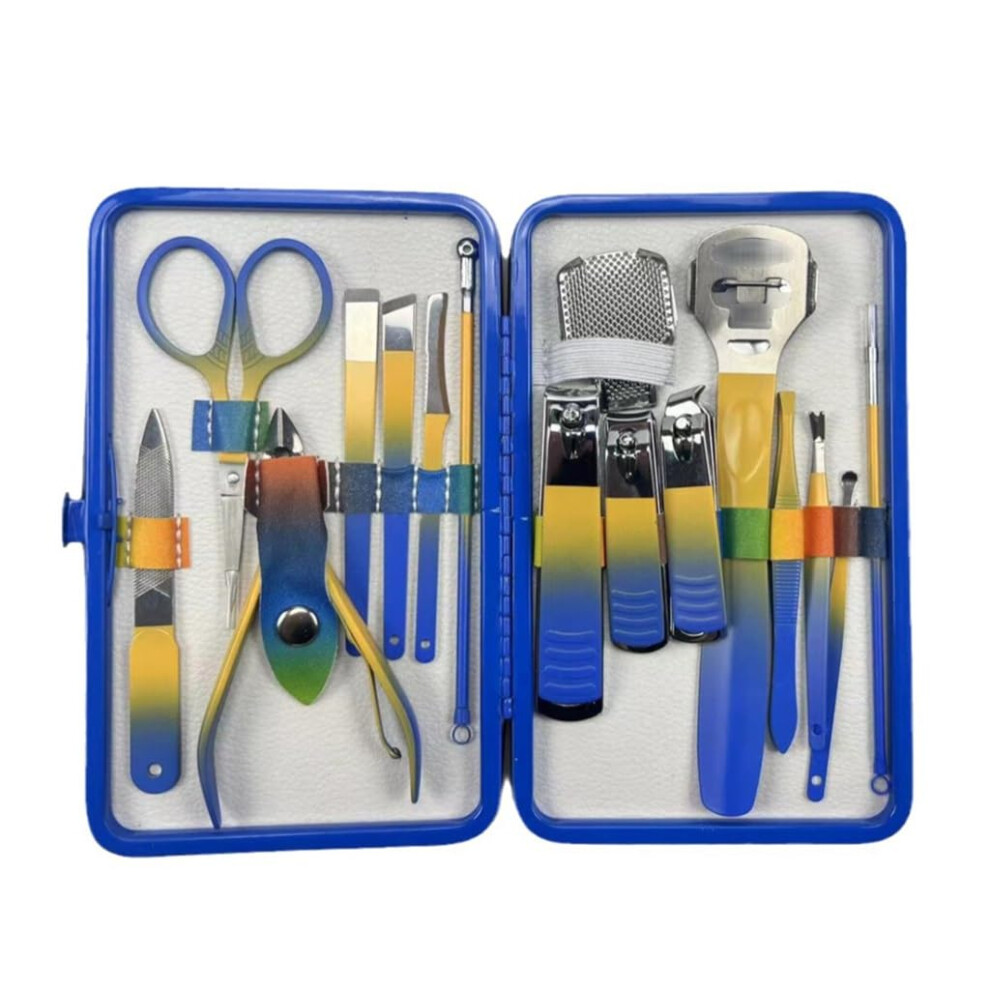 Manicure Pedicure Set Stainless Steel 16 Piece Professional Nail Clipper Kit for Grooming