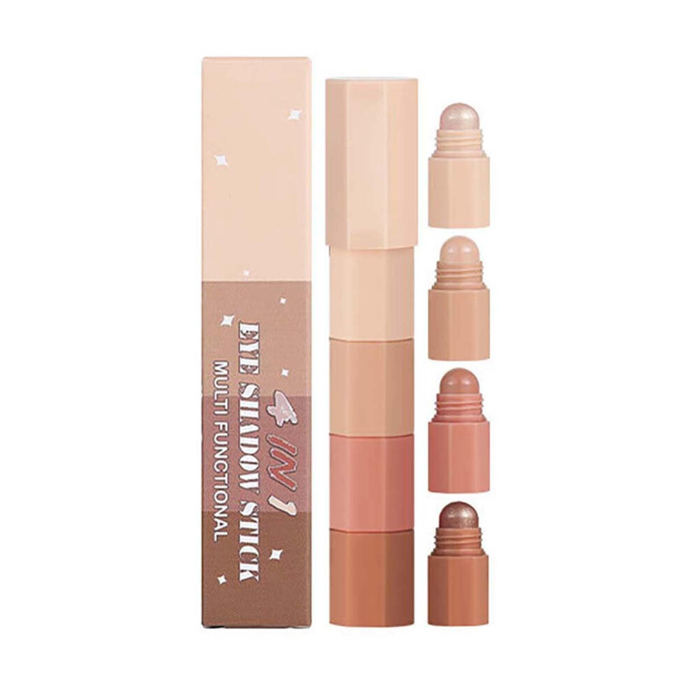White,Cream 4 Color Eyeshadow Pencil With Pigmented Nude Shades, Creamy Longwear Pearl Matte Stick