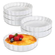 6 oz Ceramic Ramekins Set of 6, Oven Safe White Porcelain Baking Dishes for Creme Brulee