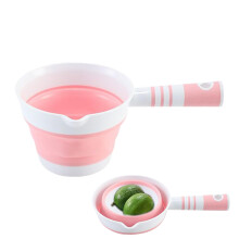 Water Ladle Folding Bath Pitcher with Hangable Scoop, Lightweight MultiPurpose for Kitchen Garden Pink