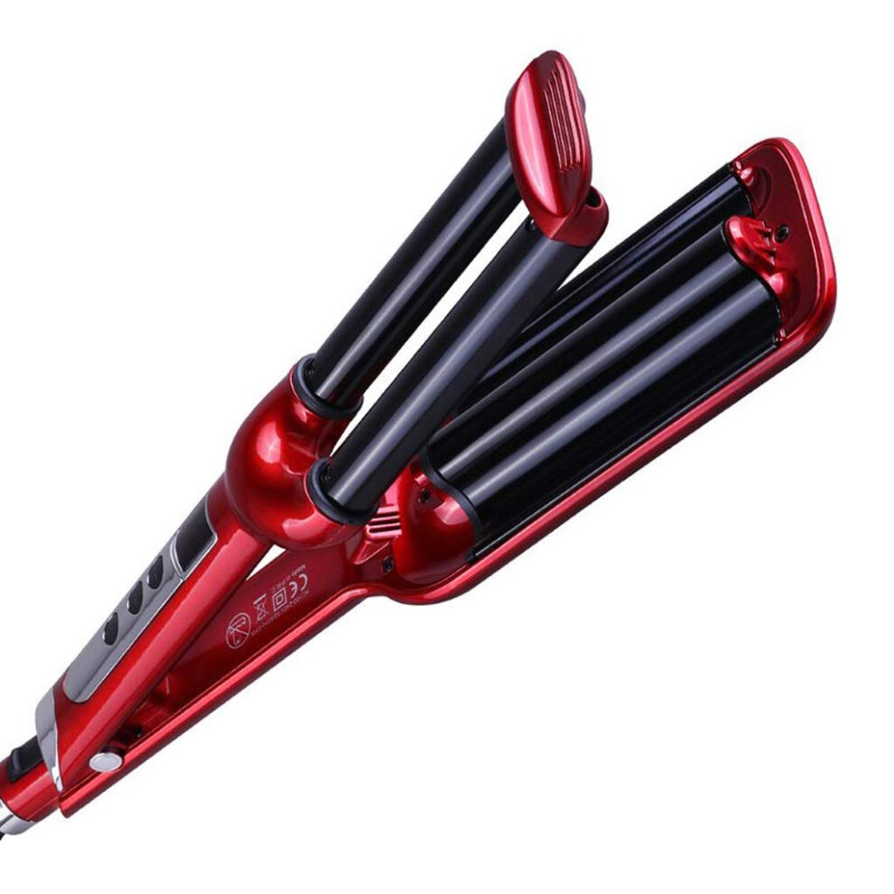 Triple Barrel Curling Iron with Ceramic AntiFrizz Plates, Rapid HeatUp Hair Waver for LongLasting Curls