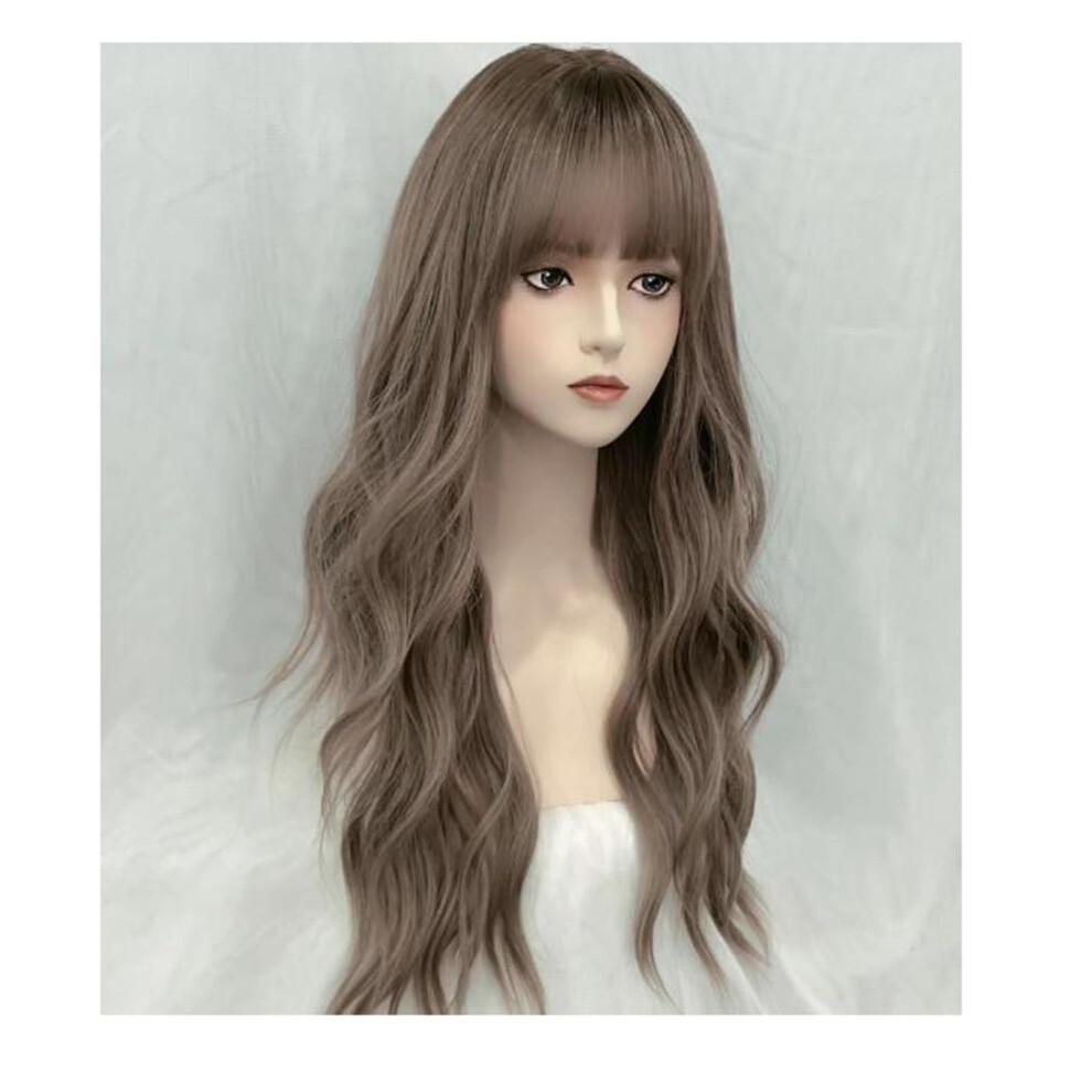 Unisex Light/Gray Wig 65Cm Long Wavy With Bangs Heat Resistant Synthetic For Women Anime Cosplay