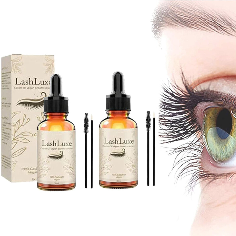 Eyelash Growth Serum with Vegan Castor Oil for Rapid Lash Growth and Thicker Fuller Lashes 2pcs