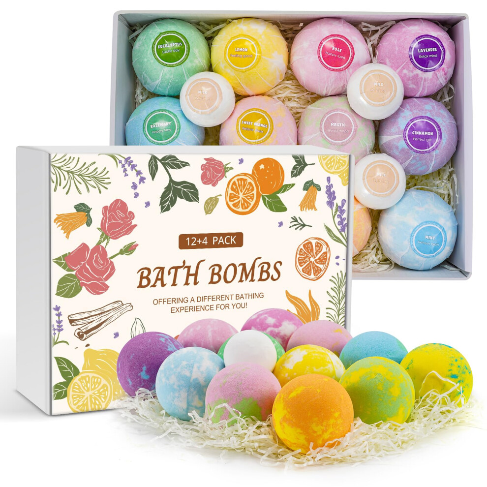 Bath Bombs Gift Set for Women and Men, Handmade with Shea and Cocoa Butter for Dry Skin Hydration