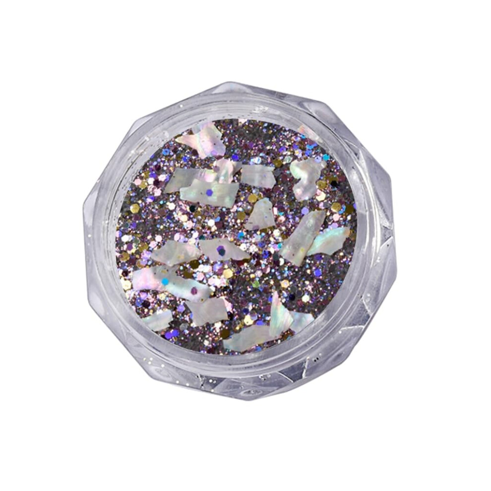 Nail Art Decorations with 3D Seashell Glitter Flakes, Mixed Abalone Shell Sequins for Gel Nails