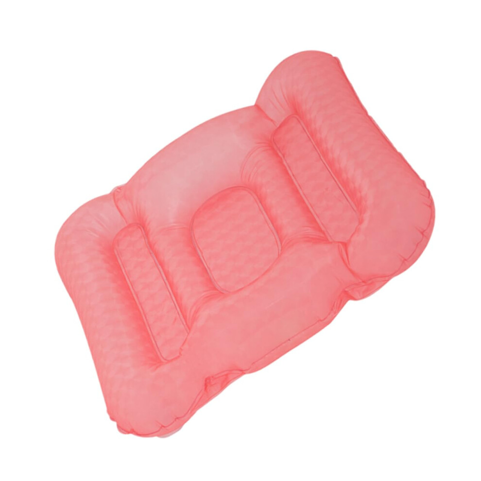 Pink Inflatable Bath Cushion With Suction Cups, Ergonomic Spa Seat 56X46cm For Home And Travel