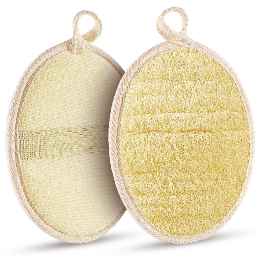 2PCS Natural Loofah Sponge Exfoliating Body Scrubber for Shower Deep Cleansing EcoFriendly Pads