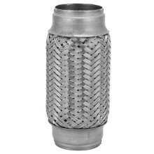 Edelstahl-Doppelgeflecht-Auspuffflexrohr 50x155mm Silber