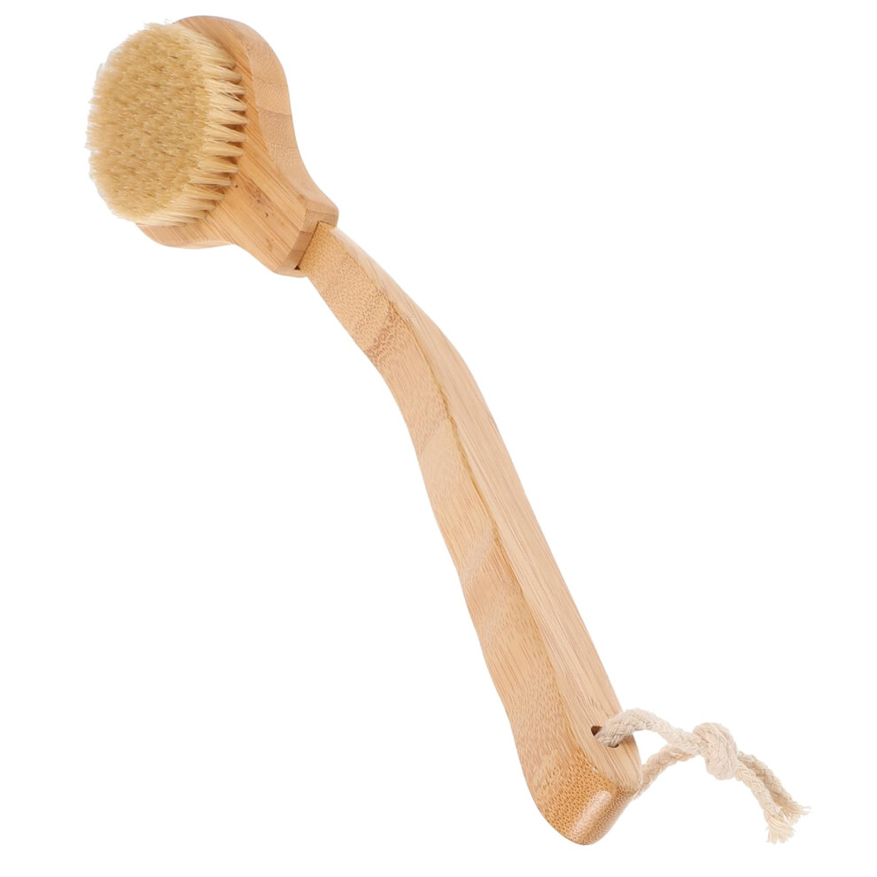 Long Handle Back Scrubber Shower Brush with Natural Bristles for Gentle Exfoliation and Body Cleaning