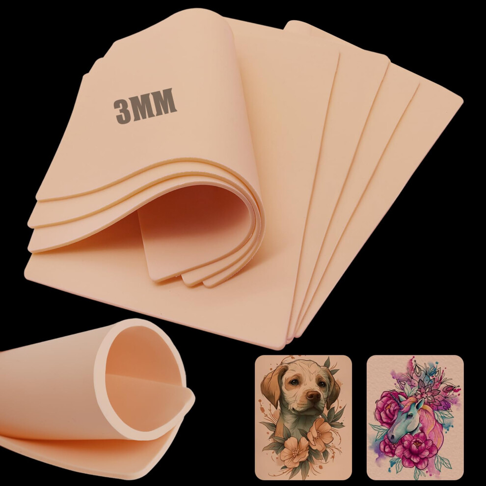 Tattoo Practice Skin 3mm Thick Double Sided Blank Fake Skin for Beginners and Professional Artists