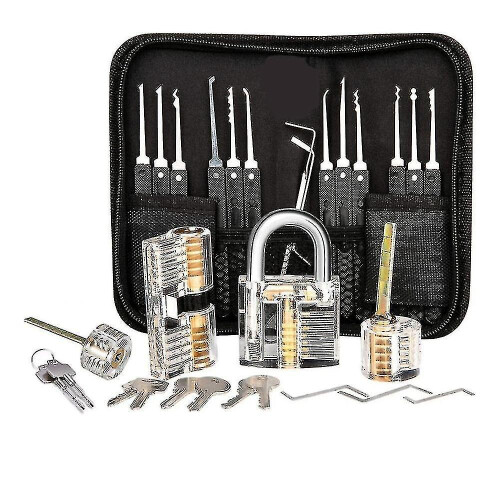 Lock Picking Kit, 25-piece Lock Picking Kit, Practice Tools With 3 Clear Locks_aa