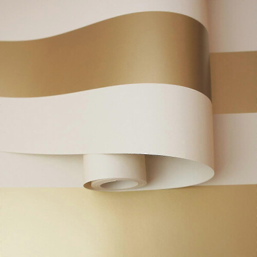 (Crème/Goud) Dillan Stripe Behang Holden 2
