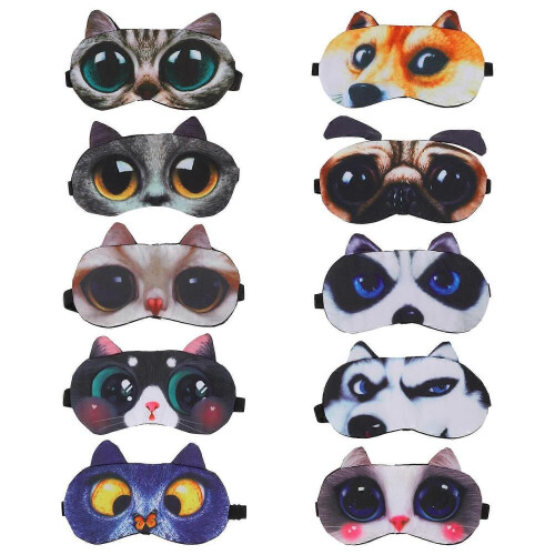 Portable Eye Mask Sleeping Eye Cover Assorted Color Comfortable Shape 10Set