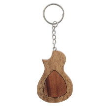 Estuche de almacenamiento para púas de guitarra, uso diario, madera marrón claro, imán, forma de guitarra, 1 juego