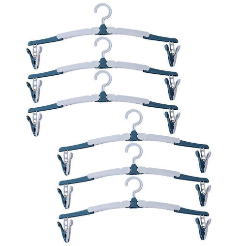 Cabides dobráveis para secar roupa em viagens, cor azul celeste, conjunto com 30 peças.